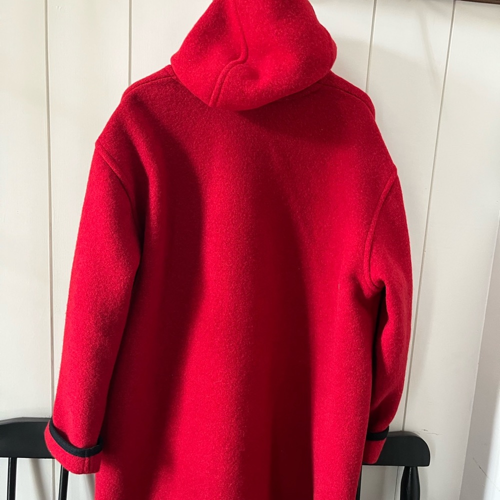 L.L. Bean Red Hooded Jacket with Black Trim - Picture 2 of 4